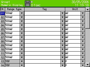 Channel setting screen